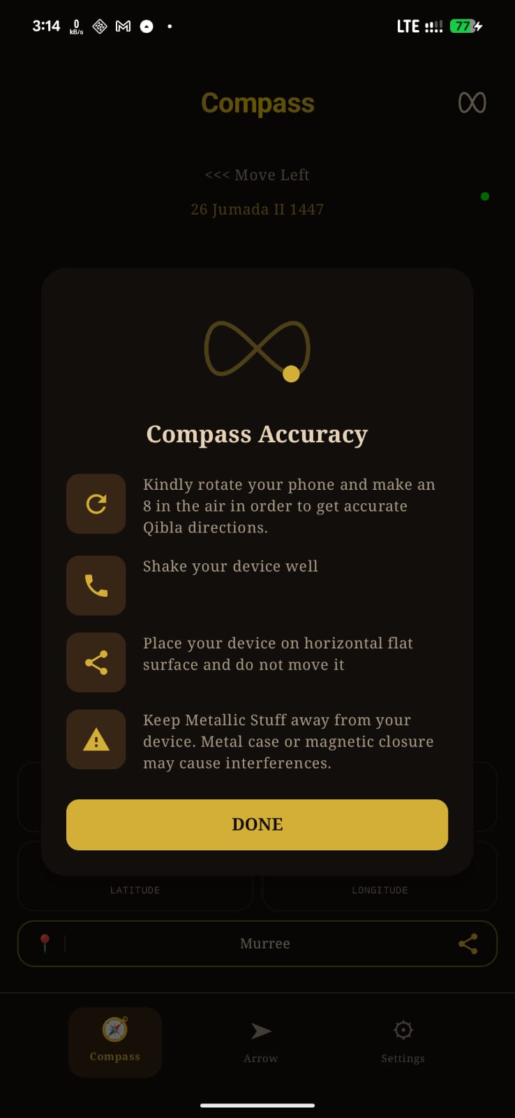 Qibla Finder - calibration